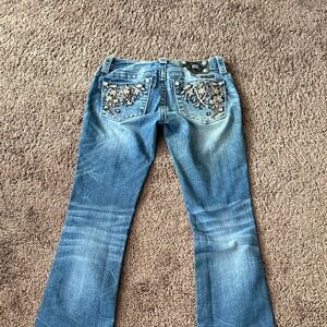 Miss Me Blue Flare Jeans with Embellished Pockets